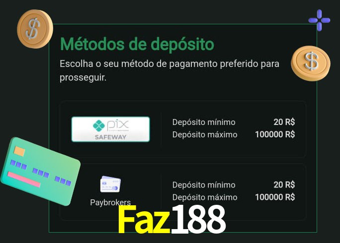 O cassino Faz188 oferece uma grande variedade de métodos de pagamento